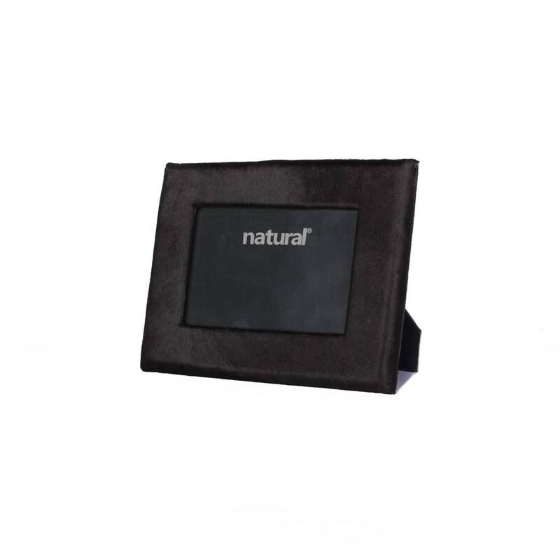 HomeRoots 7" x 9" Black, Cowhide - 4" x 6" Picture Frame