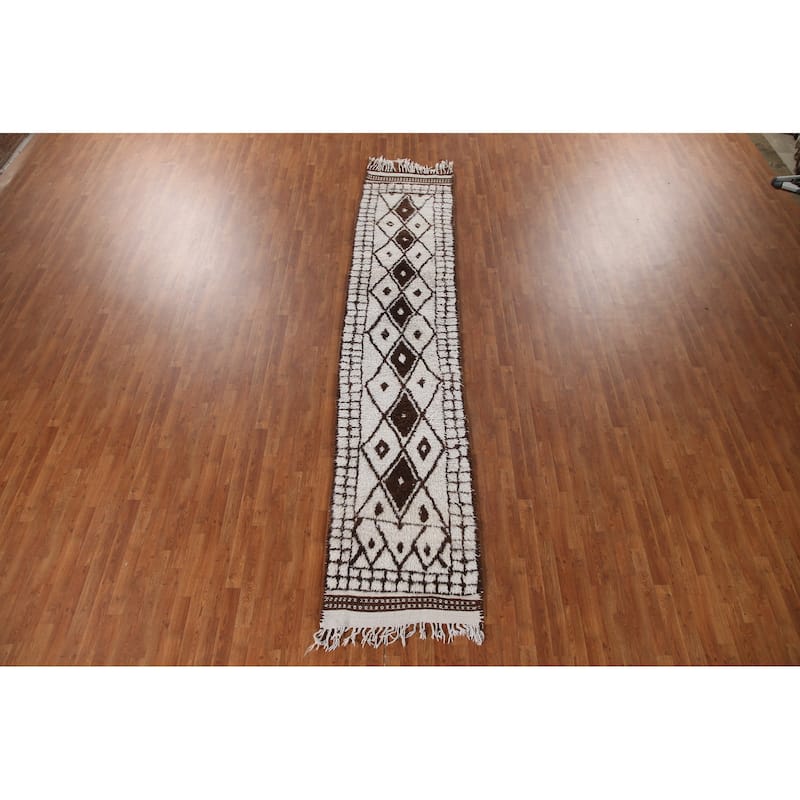 Plush Turkish Anatolian Runner Rug Hand-knotted Tribal Wool Carpet - 2'9"x 13'3"