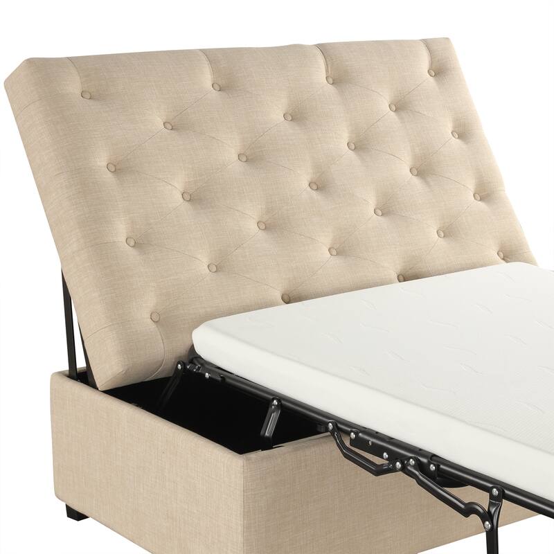 Roomfitters 49.6" Folding Ottoman Sleeper Sofa with Memory Foam Mattress and Tufted Design