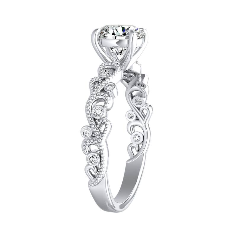 Auriya 14k Gold 3/4ct TW Vintage Moissanite and Diamond Engagement Ring 1/10cttw