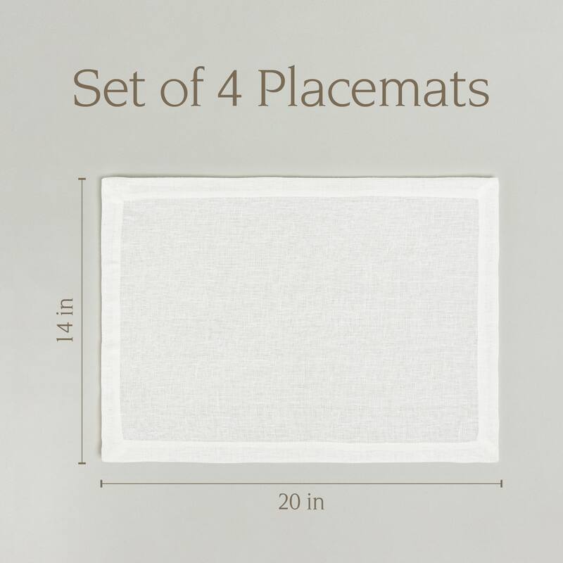 over&back 100% Linen Woven Placemats - Machine Washable - Set of 4