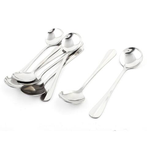 8 Pcs Stainless Steel Coffee Porridge Rice Soup Spoon 6.7 " Long - Silver - 6.7" x 1.8" x 0.12"(L*W*T)