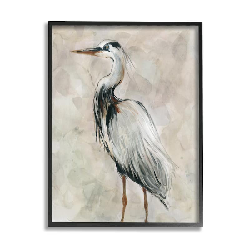 Stupell Crane Bird Portrait Looking Left Neutral Watercolor Framed Wall Art - Grey