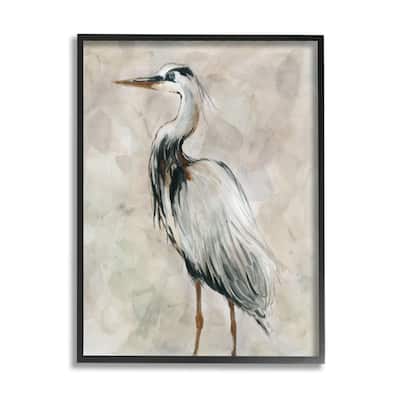 Stupell Crane Bird Portrait Looking Left Neutral Watercolor Framed Wall Art - Grey