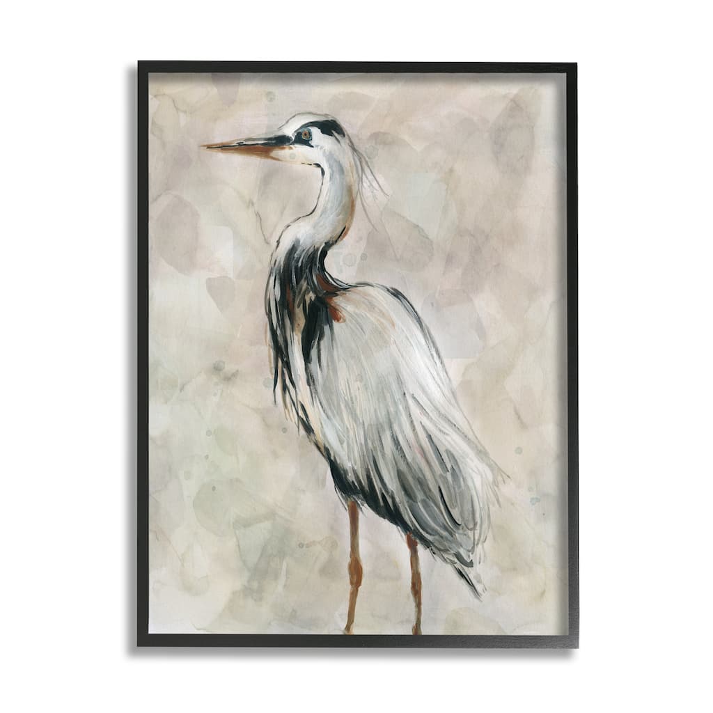 Stupell Crane Bird Portrait Looking Left Neutral Watercolor Framed Wall Art - Grey