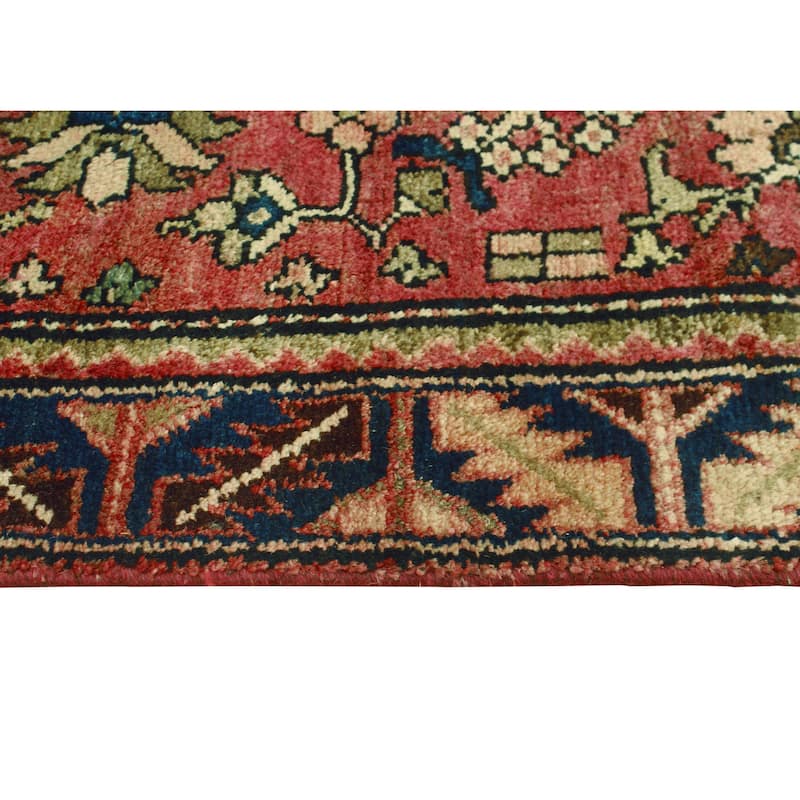 Fine Vintage Distressed Bousseh Rust/Navy Runner - 3'2" x 9'1"