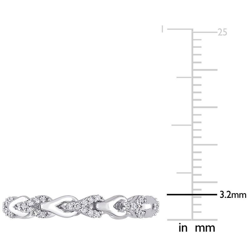Miadora 10k White Gold 1/4ct TDW Diamond Stackable Link Eternity Ring