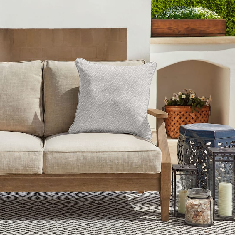 Sorra Home Sunbrella Outdoor Corded Pillow Single - 18 in H x 18 in W x 6 in D - Retain Oyster