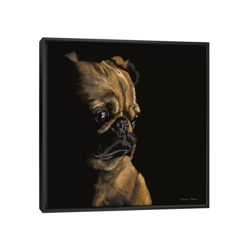 iCanvas "Pug" by Vicki Newton Framed Canvas Print - Black - 37x37