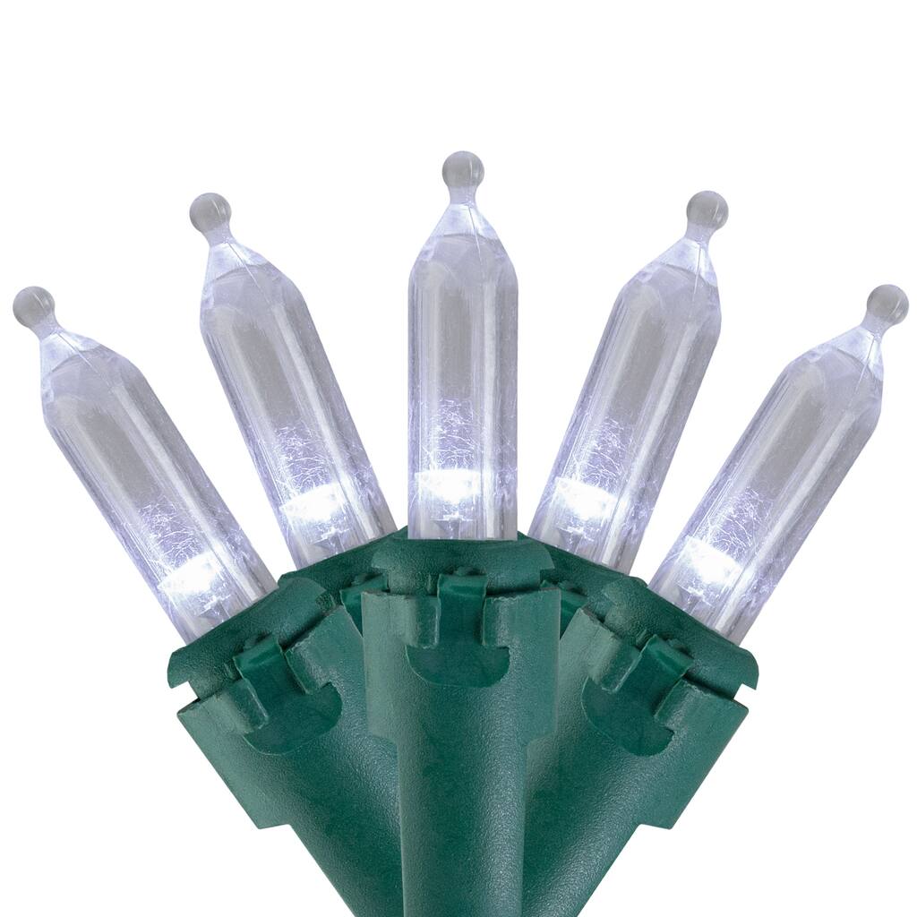 LED Mini Christmas Lights - Pure White - 16.25' Green Wire - 50ct