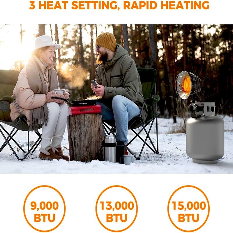 CAMPLUX Outdoor Propane Tanktop Heater with Tip-Over Switch , Single Burner Heavy Duty Steel 15,000 BTU