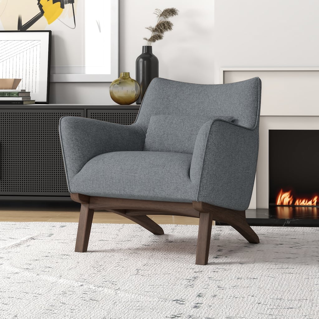 Clarissa Mid Century Modern Luxury Fabric Accent Comfy Wide Armchair