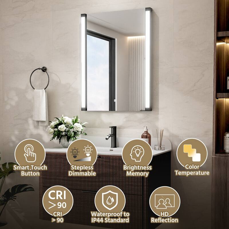 Modland 270° Adjustable LED Bathroom Mirror with Lights Stepless Dimming and Memory Function