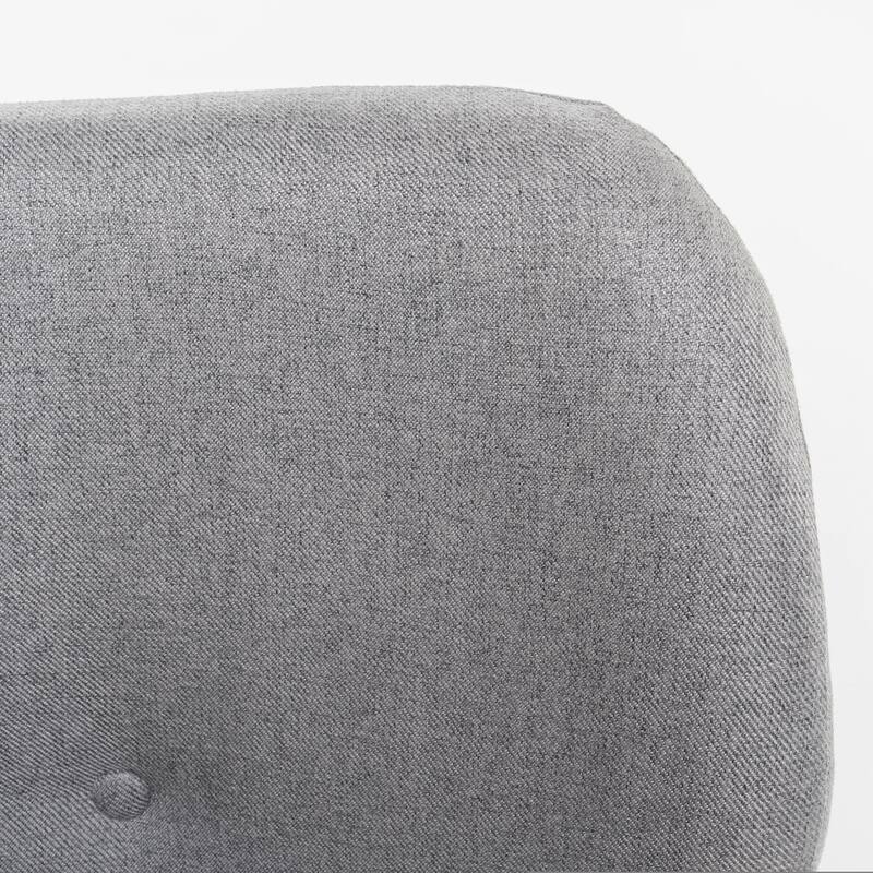 Fabric Mid-Century Club Chair with Wood Frame and Tufted Back