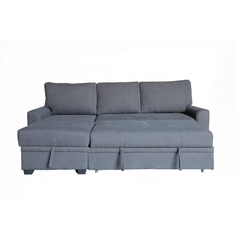 Nami Sleeper Sectional with Storage Chaise, Gray Flannel, 91 Inch