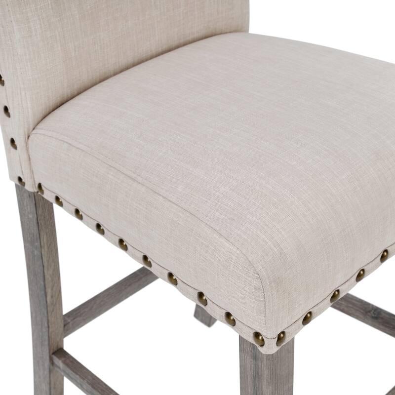 Morden Fort Farmhouse Style 5-piece Square Bar Table Set, 4 Upholstered Counter Stools with Bar Table Dining Set