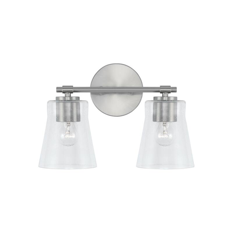 Baker 2-light Bath/ Vanity Fixture w/ Clear Seeded Glass