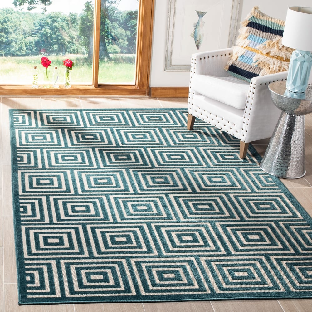 SAFAVIEH Cottage Burga Geometric Indoor/ Outdoor Patio Backyard Rug