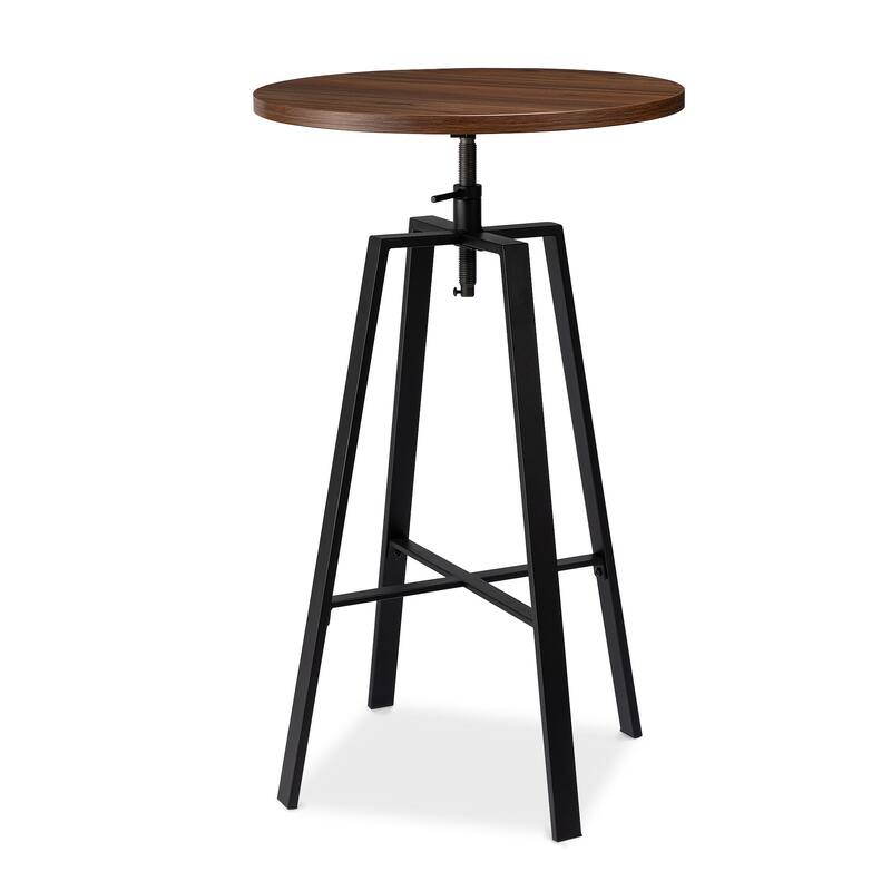 Glitzhome Modern 3-Piece Wooden Swivel Bar Stools & Height Adjustable Pub Table Set