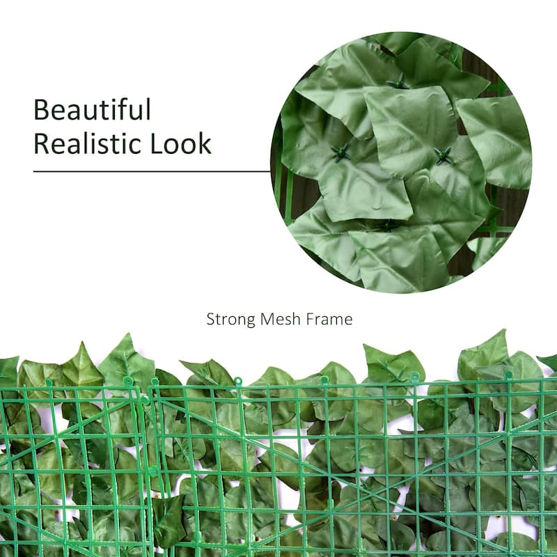 Outsunny 118" x 39" Artificial Privacy Fence Screen Faux Hedge Leaf Ivy Vine Leaf Decoration, Dark Green - 118" L x 39.25" H