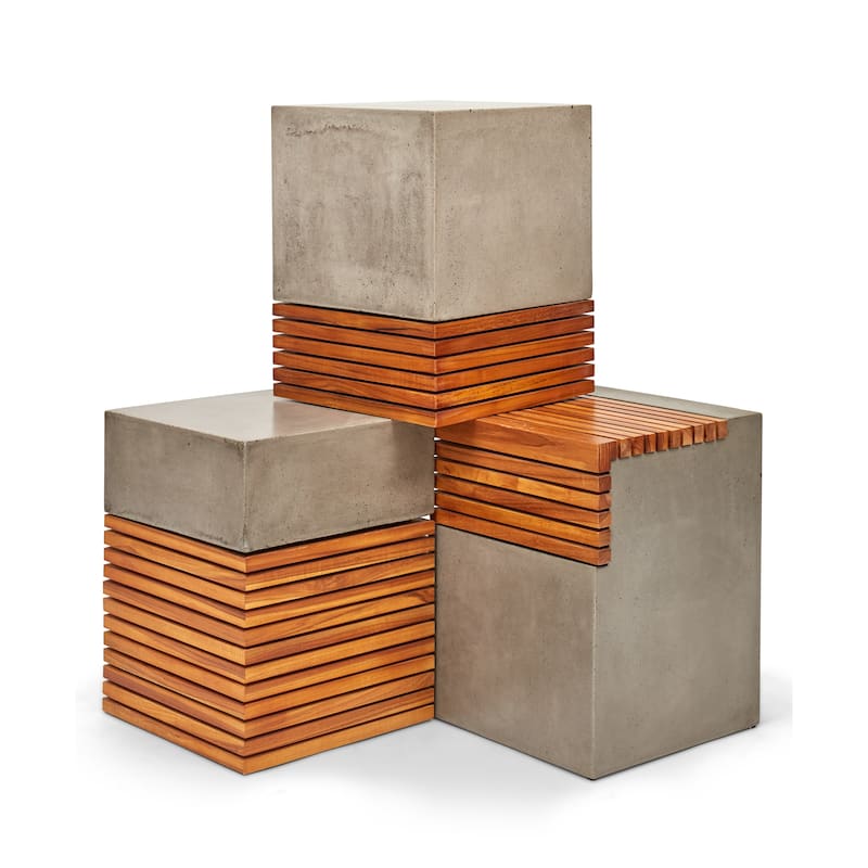 Urbia Stecca Corto Concrete & Teak Stool