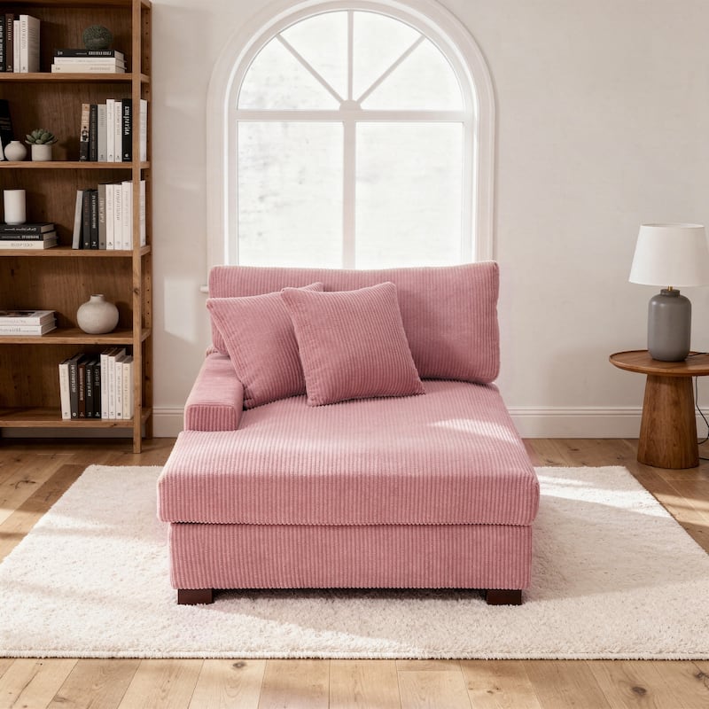 Corduroy Chaise Lounge Chair Upholstered Indoor Lounger Sofa