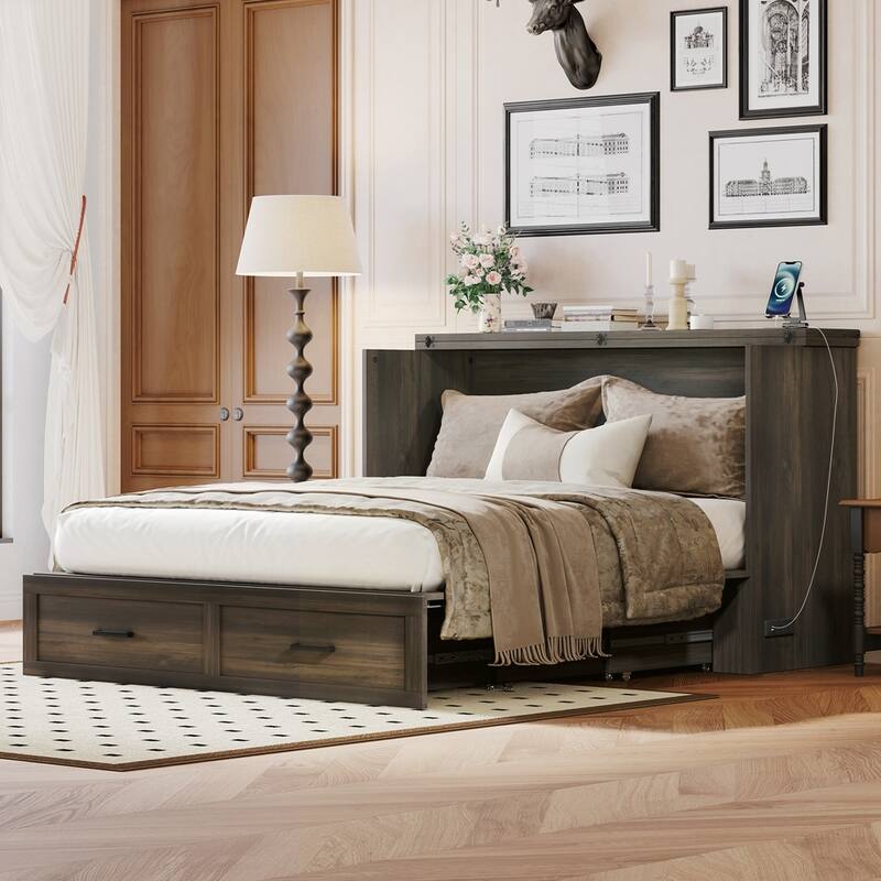 Foldable Platform Bed with Large Storage Drawer