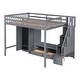 preview thumbnail 6 of 26, Full Size Loft Bed with Wardrobe,Storage Table and Storage Staircase