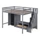 preview thumbnail 6 of 18, Multi-Functional Full Size Loft Bed Frame with Wardrobe, Low Storage Table and Storage Staircase, Health & Safe