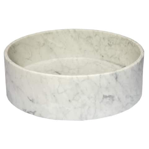 Eden Bath Carrera Marble Thin Lip Round Column Vessel Sink