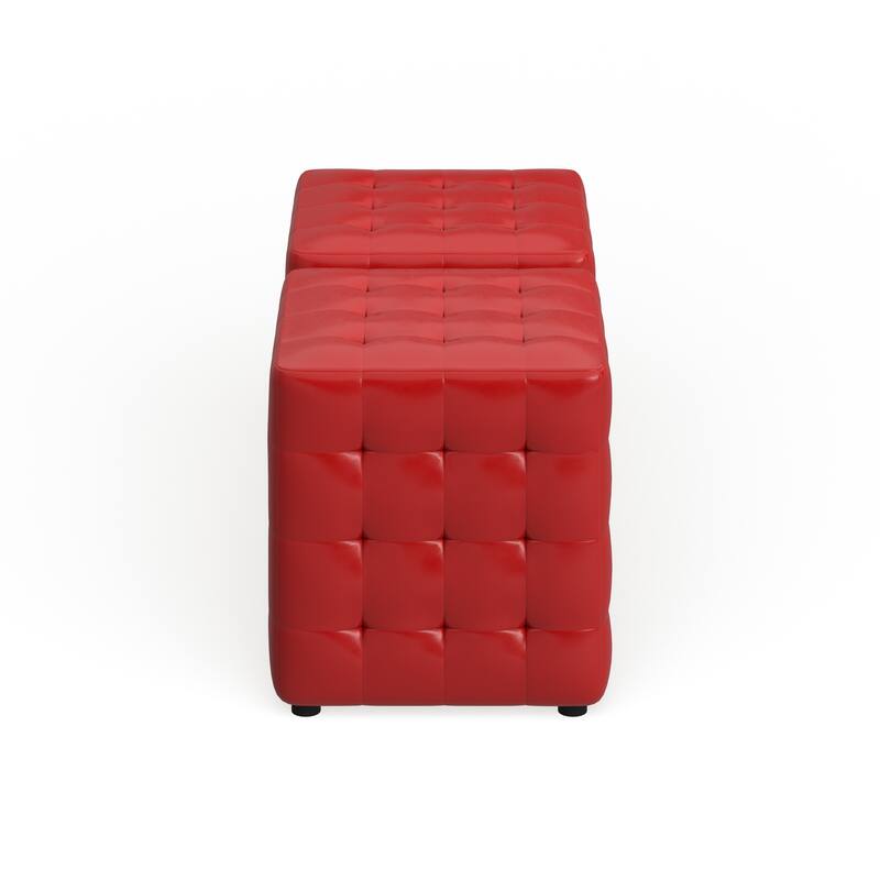 Porch & Den Las Olas Red Cube Ottoman (Set of 2)