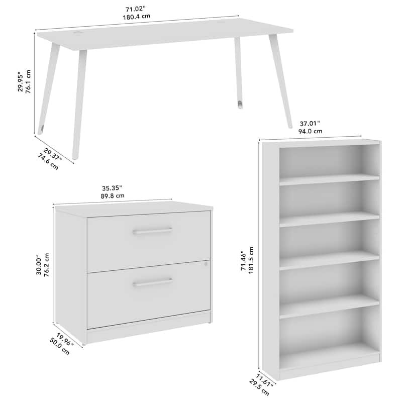 Bush Business Furniture Vista 72W Desk with File Cabinet, Bookcase