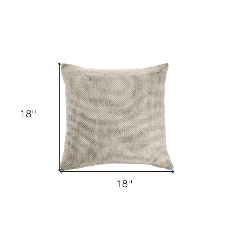 HomeRoots 18" X 18" Cream 100% Cotton Zippered Pillow