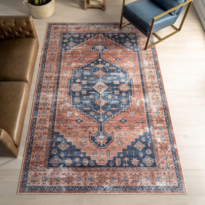 Nuloom Astra SplashGuard Traditional Machine Washable Area Rug - 2' x 3' - Red