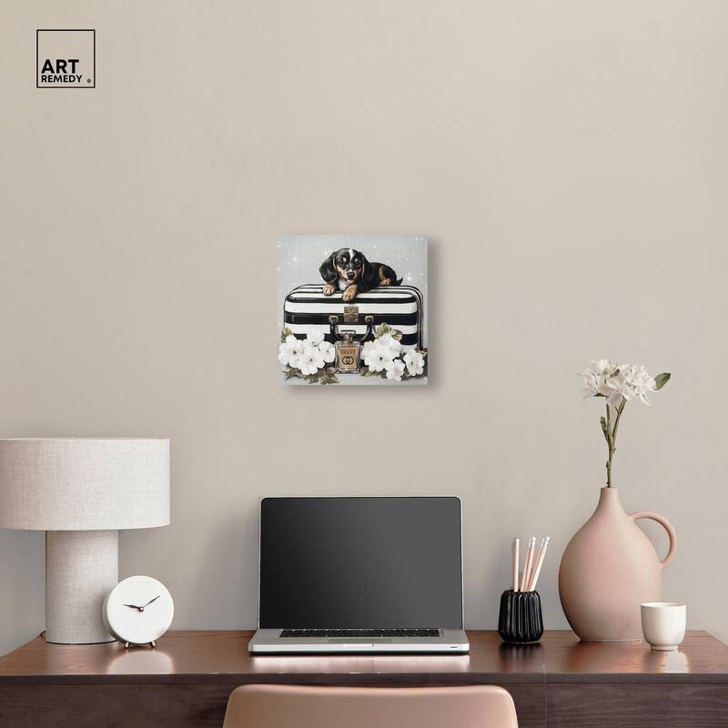 Doxxie Luggage Flowers Canvas by Art Remedy, Gallery Wrapped