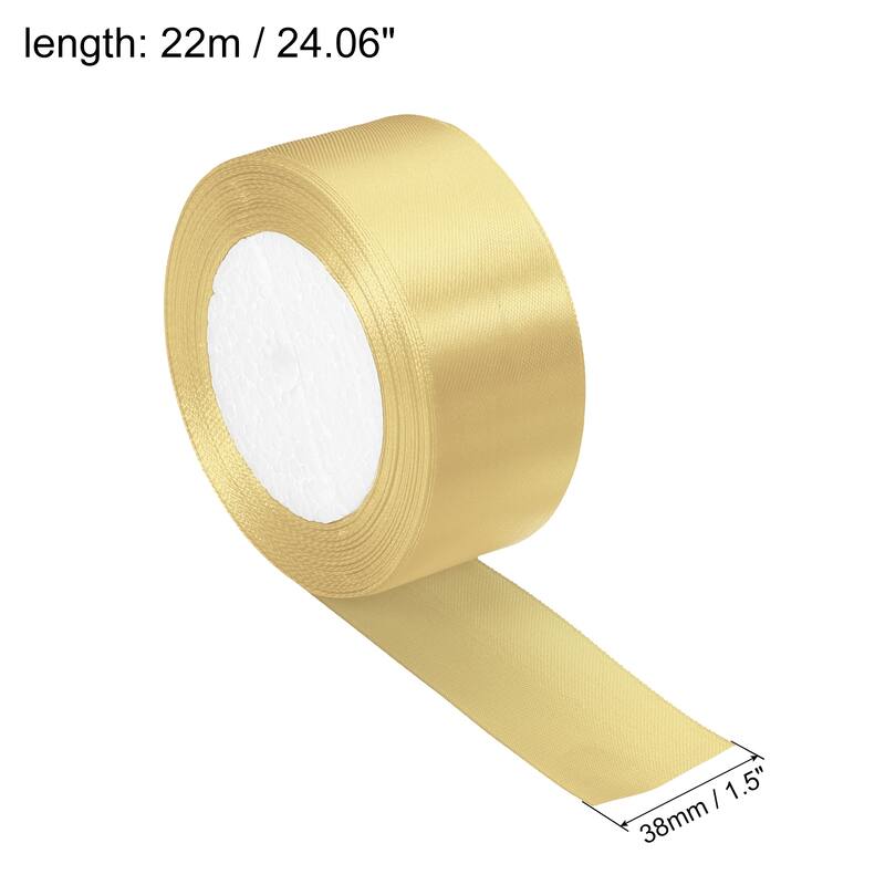 Satin Ribbon Double Face Crafts Roll for Party DIY Wrapping Decoration - Light Gold