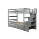 preview thumbnail 11 of 25, Twin over Twin Bunk Bed With Trundle, Stairway Storage Function, Grey