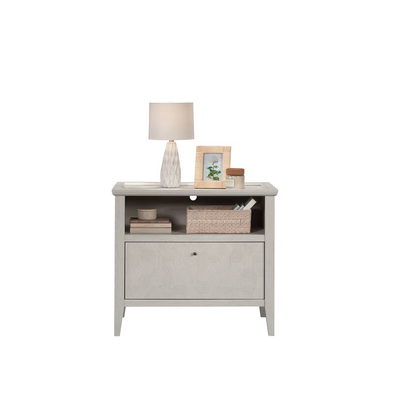 Wood Lateral File with Spacious Drawer, Light Gray