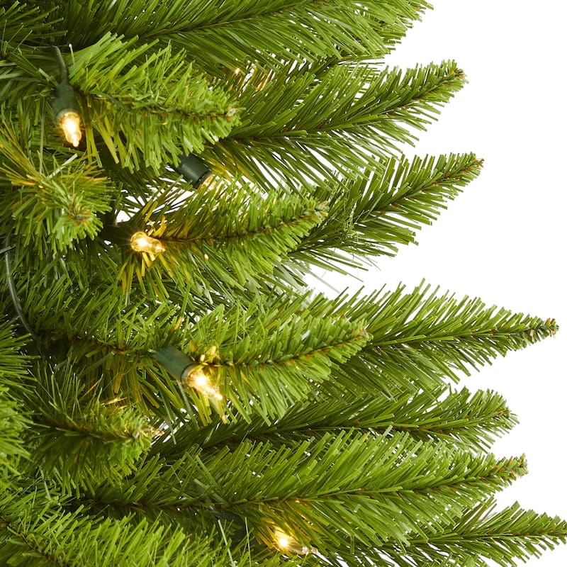 3ft. Pine Artificial Christmas Tree with 50 Warm White Lights and 143 Branches - Compact Holiday X-Mas Accent Tree