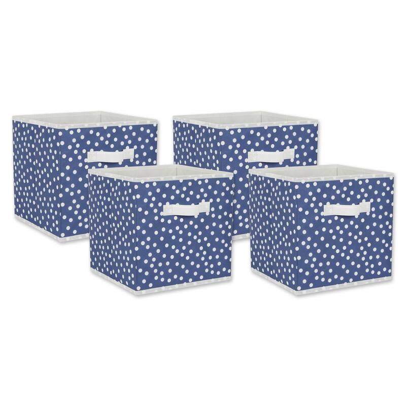 DII Nonwoven Polyester Cube Small Dots - Large Set Of 4 - French Blue/ White