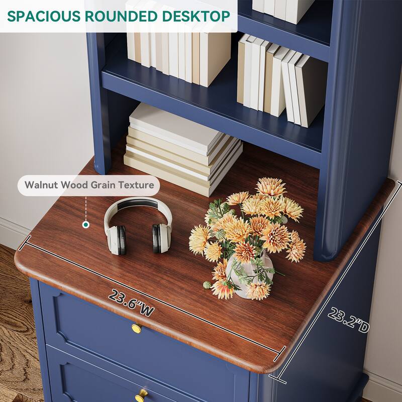 Moasis Farmhouse 71" Bookcase with 3 Drawers, 4 Tiers Open Shelves Bookshelf for Living Room