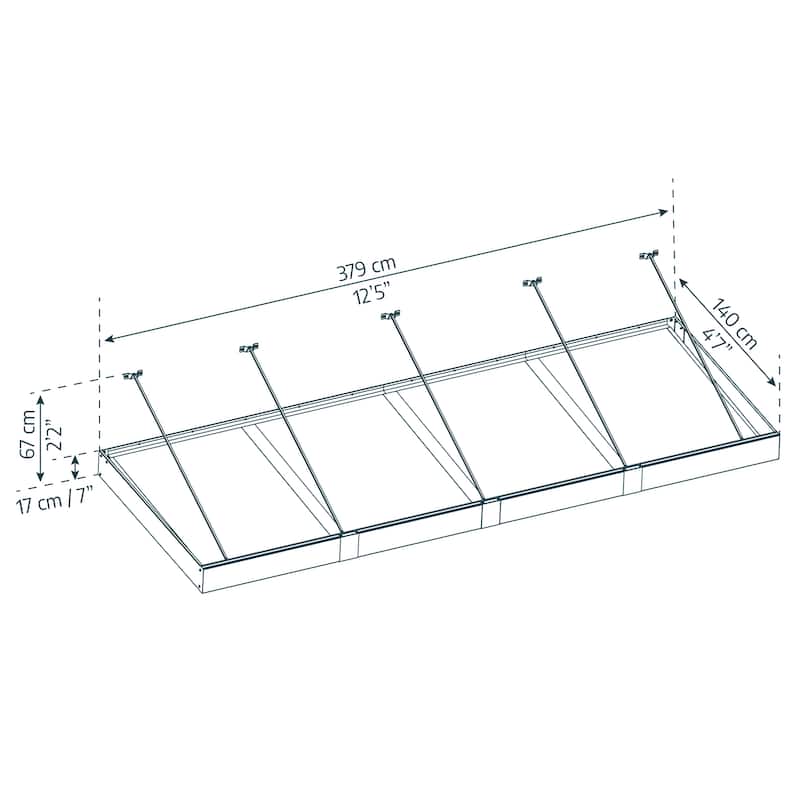 Sophia XL 5 ft. Door Awning Kit - Grey Structure & White Opal Panels