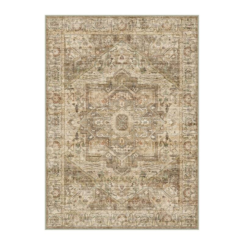 HomeRoots Floral Medallion Traditional Rectangle Area Rug