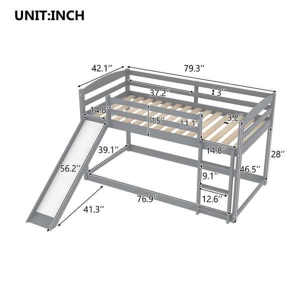 Twin Over Twin Bunk Bed With Convertible Slide And Ladder for Home