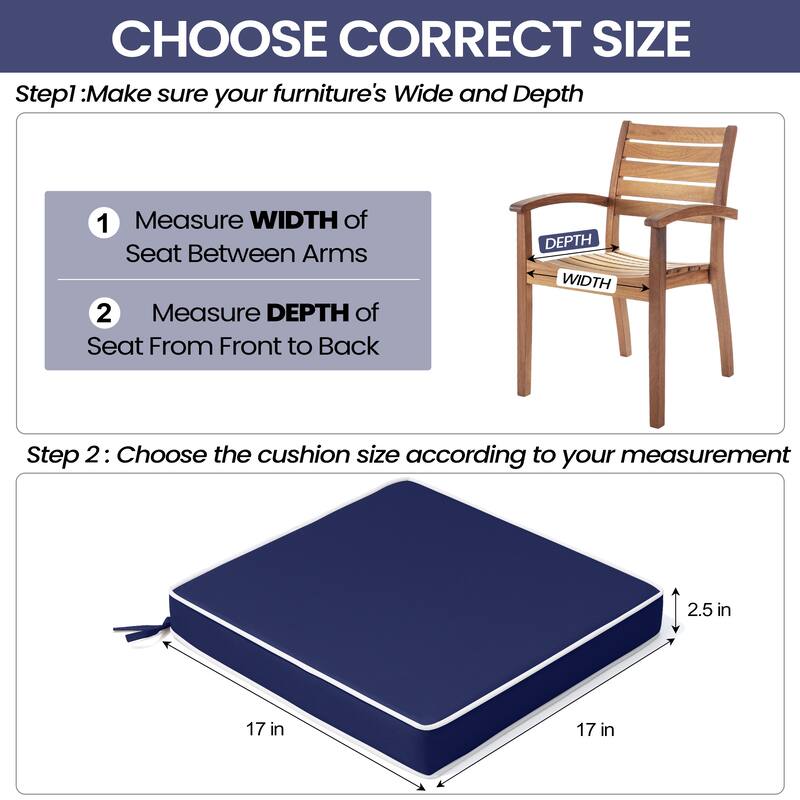 VredHom 17''/18.8'' Square Outdoor Chair Pad (Set of 2/4)