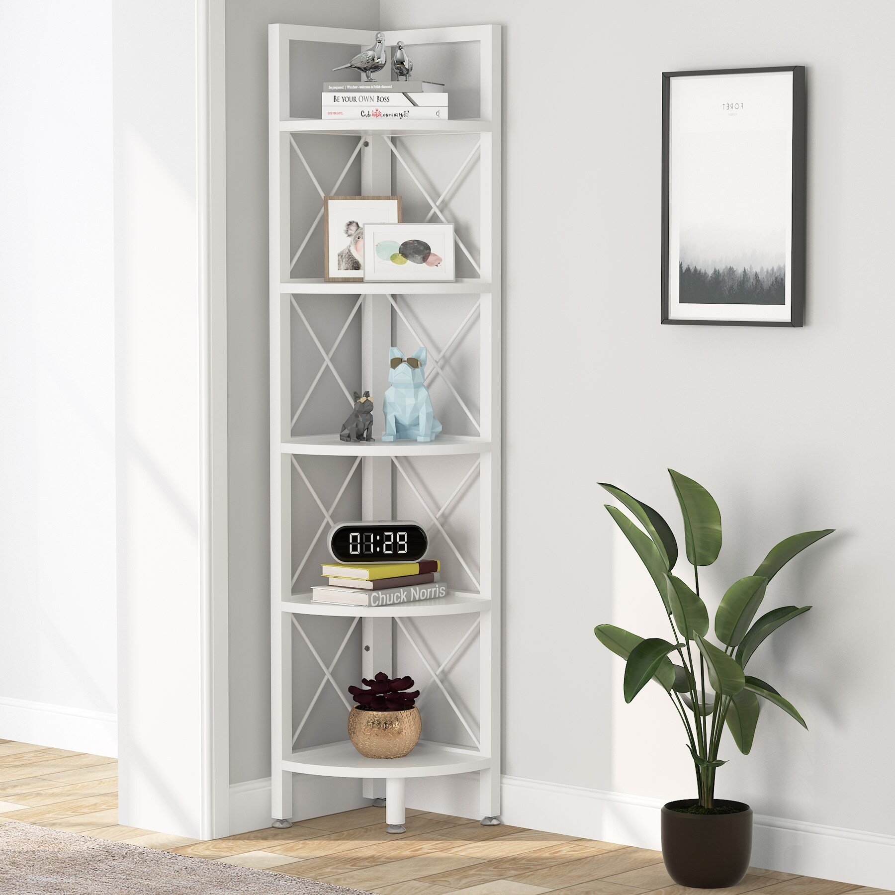 5 Tier Wood Wall Corner Bookshelf Corner Shelf - On Sale - Bed Bath &  Beyond - 35222252