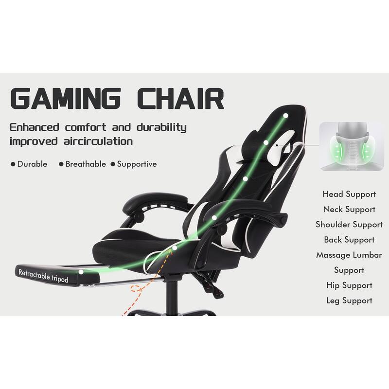 E-sports Gaming Chair Sports Car Driving Seat PU Material Moulded Sponge Comfortable and Safe With Massage