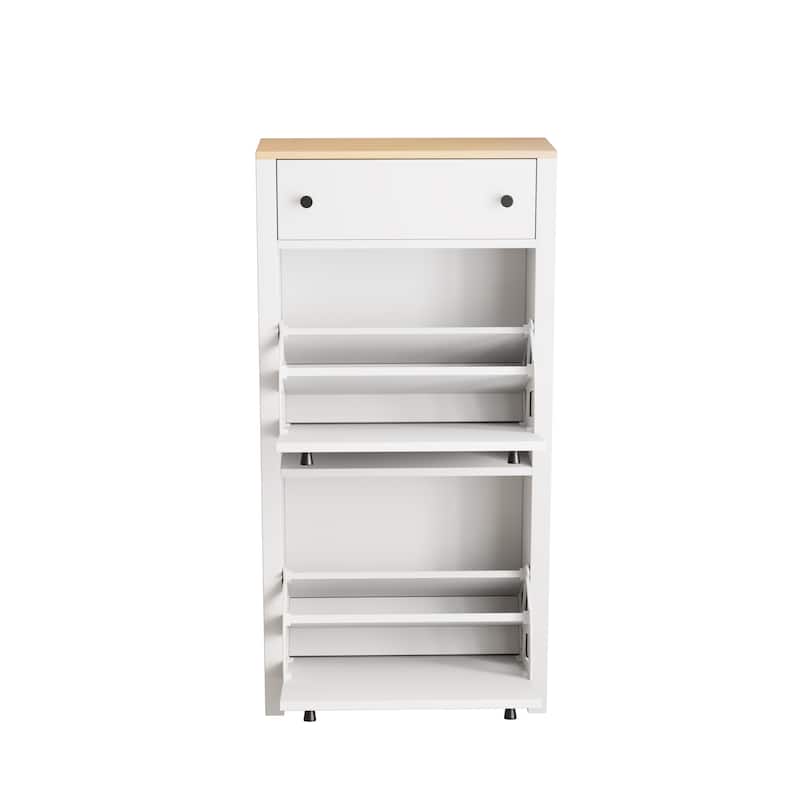 Wood Grain Pattern Top Shoe Cabinet with Drawer