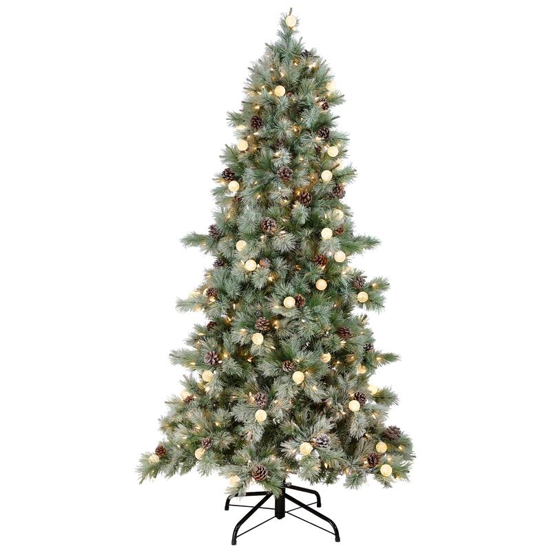 Pre-Lit Medium Artificial Bottle Brush Christmas Tree - 6.5' - Warm White LED Lights - 6.5 Foot