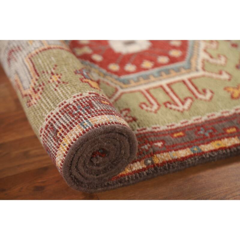 Green Kazak Oriental Runner Rug Handmade Wool Carpet 2'5"x 9'7" Bed